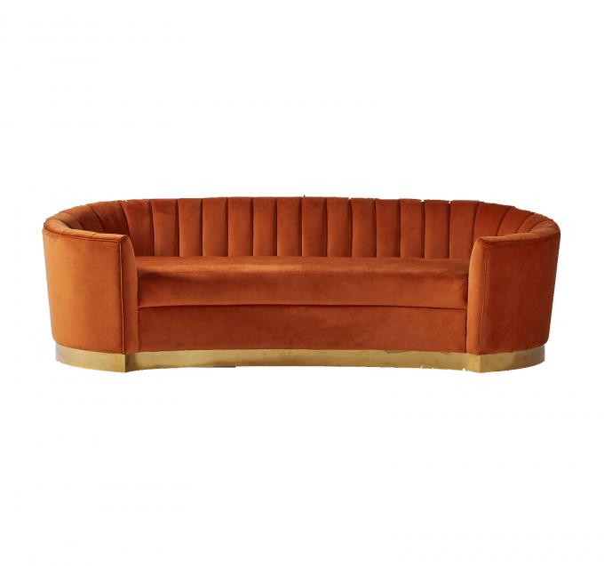 European Style Modern Fabric Orange Velvet Curved Sofa 0