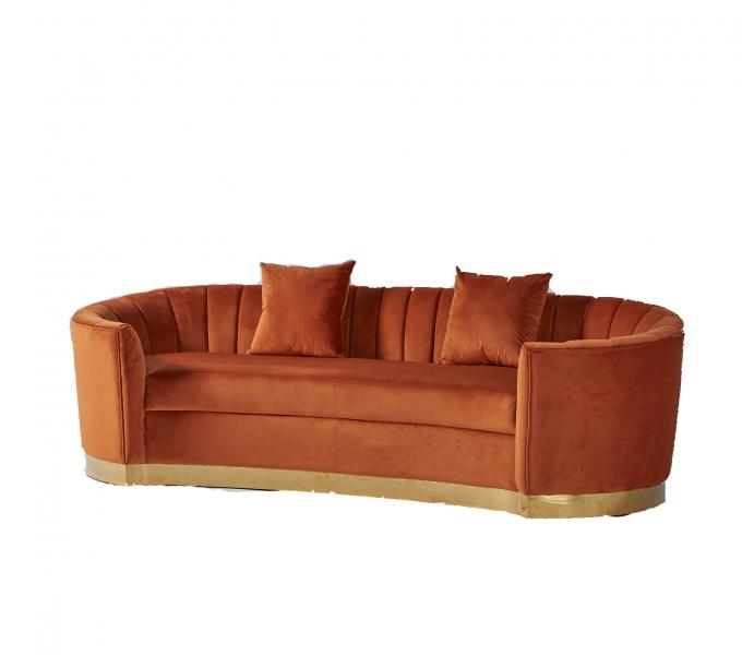 European Style Modern Fabric Orange Velvet Curved Sofa 1