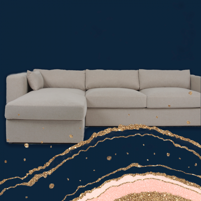 Contemporary 3 Seater L Shape Fabric White Velvet Sectional Sofa 0