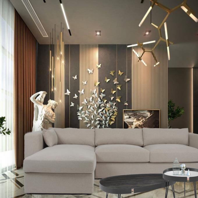 Contemporary 3 Seater L Shape Fabric White Velvet Sectional Sofa 3